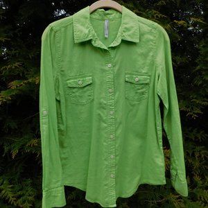 Old Navy Linen Blend Buttondown Top with Roll-Tab Sleeves